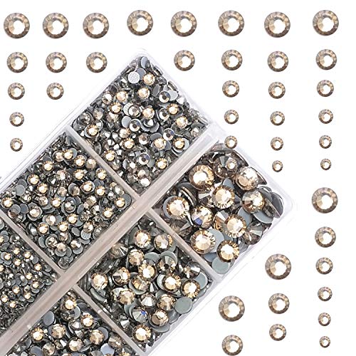 10000Pcs 2-Boxes Mixed Size Hot Fix Round Crystals Gems Glass Stones Hotfix Flat Back Rhinestones with Tweezers and Picking Pencil (Black Diamond) - color: Black Diamond, size: 2-Box (10000pcs)