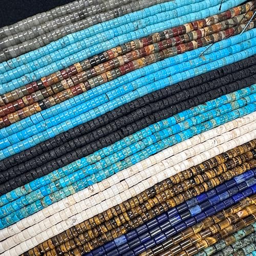 180 Pcs 2x4mm White Turquoise Stone Bead Heishi Rondelle Disc Gemstone DIY Beads for Bracelets Jewelry Making Crafts - color: White Turquoise #4, size: 2x4mm