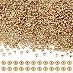 BENECREAT 1000Pcs Real 18K Gold Plated Stainless Steel Spacer Beads, Round Spacers Beads, 0.8mm Hole Metal Smooth Bead for DIY Bracelet Necklace Jewelry Crafts Making - size: Hole: 0.8mm