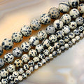 AD Beads Natural Gemstone Smooth Round Loose Beads 15" 4mm 6mm 8mm 10mm 12mm (4mm, Dalmation Jasper) - color: Dalmation Jasper, size: 4mm