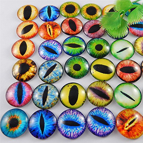 Julie Wang 20pcs Mixed Style Dragon Eyes Glass Cabochon Dome for Adult Crafts Making Jewelry Cameo Pendant Settings 25mm - size: 25MM-20PCS