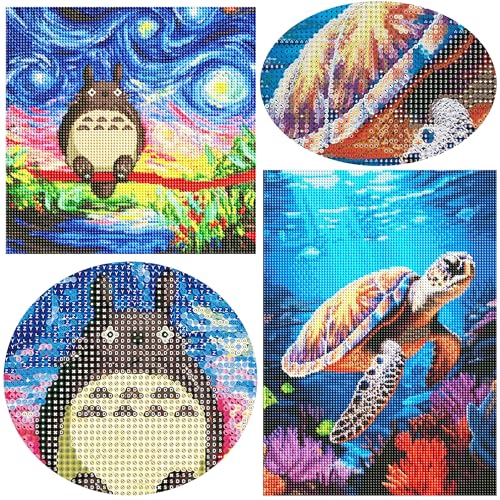 A8MENX0 Cat Diamond Art Painting, 5D Diamond Art Kits for Adults Beginners Cats, Anime Sea Turtle Diamond Painting Kits for Adults, Full Drill Gem Art Kits Home Wall Decor 12x16 inch - color: Blue Sea Turtle + Blue Anime Cartoon