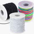 Elastic String for Bracelets, QBJAYTY 1mm Strong Elastic Stretchy String Cord for Bracelet Making, Bracelet Elastic String for Pony Kandi Letter Beads Beading, Black White Rainbow String - size: 1mm, style: black white rainbow