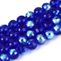 68pcs 8mm Transparent Electroplate Glass Beads Strands 96 Faceted Round Glass Spacer Beads for DIY Earring Bracelet Necklace Jewelry Making Medium Blue - color: Medium Blue