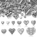 DanLingJewelry 100Pcs 10 Styles Tibetan Alloy Antique Sweet Love Heart Beads Heart Spacer Beads for Valentine's Day Jewelry Making - color: 100pcs - heart I - 10 styles