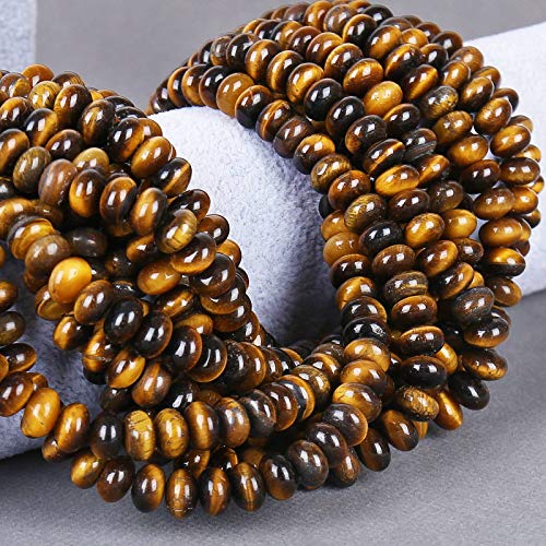 ICAI Beads 5x8mm Natural (Tiger Eye, 5x8) Beads Rondelle Spacer Loose Beads for Jewelry Making DIY Crafts Design 1 Strand 15" APPR - color: Tiger eye, size: 5x8