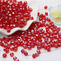 DIY 4mm 1000Pcs Red AB Bulk Faceted Bicone Crystal Glass Beads with Container Box Beads for Making Jewelry (Red AB) - color: red