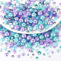 60g Flatback Pearls and Rhinestone Mix, 2mm-10mm Mixed Size Flatback Rhinestones and Pearls for Crafts Tumblers Shoes Nails Face Art, Purples|Aquamarine - color: Miss Mermaid Blend | Mix Purples | Aquamarine