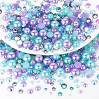 60g Flatback Pearls and Rhinestone Mix, 2mm-10mm Mixed Size Flatback Rhinestones and Pearls for Crafts Tumblers Shoes Nails Face Art, Purples|Aquamarine - color: Miss Mermaid Blend | Mix Purples | Aquamarine