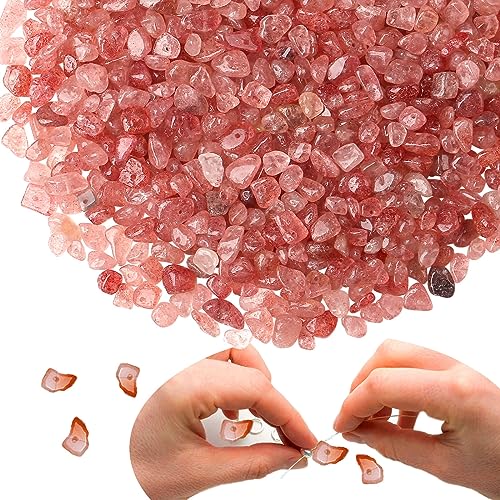 XIANNVXI Watermelon Quartz, Beads, Natural Chip Stone Beads 400Pcs Crystal Bead 5-8mm Irregular Healing Crystal Loose Rocks for DIY Jewelry Making - color: A-Watermelon Red stone