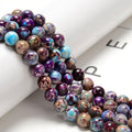 95pcs(2 Strand) 8mm Galaxy Purple Sea Sediment Imperial Jasper Beads with Energy Power, Round Stone Beads for Jewlery Bracelets Earrings Making DIY - color: Blue Purple Imperial Jasper, size: 8mm