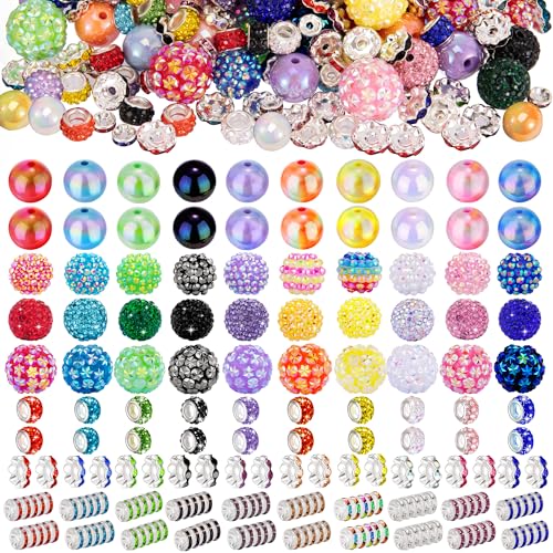 HUISUYTON 190 Pcs Beads for Pens Making, Included Rondelle Spacer Bead and 16/20mm Bubblegum Beads for Pen, Acrylic Bead for Jewelry Making, Bracelets, Beadable Pens - color: 190PCS Beads