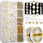 LEOBRO Pearl Beads for Bracelets, 720PCS Bracelet Making Kit for Adult, Bracelet Bead Kits, Small Pearl Beads and Gold Beads for Bracelets, Jewelry Making Kit - color: Creamy White