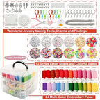 JINNBEY 4655 Pcs Jewelry Making Kits, DIY Bracelet Necklace Portable Three-Layer Spacer Box - Includes 24 Color Cotton Thread & Letter Bead & Tools, The Gift Set for Handicraft Enthusiasts