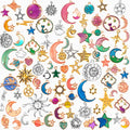 SANNIX 120Pcs Mixed Sun Star Moon Charms Jewelry Making Gold Enamel Charm Pendants for DIY Necklace Bracelet Making Supplies
