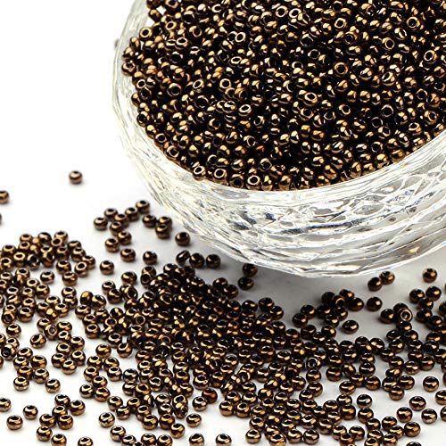 Craftdady 12/0 Metallic Tiny Round Glass Seed Beads 2mm Loose Pony Ball Spacer Beads DarkGoldenrod About 3300Pcs for Jewelry Making Hole: 0.3mm - color: Metallic DarkGoldenrod, 2mm