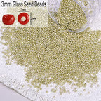 5000pcs Glass Seed Beads, 3mm 8/0 Small Individual Color Seed Beads Mini Pony Bulk for DIY Bracelet Necklaces Wrist Jewelry Making, Bright Gold - color: Bright Gold