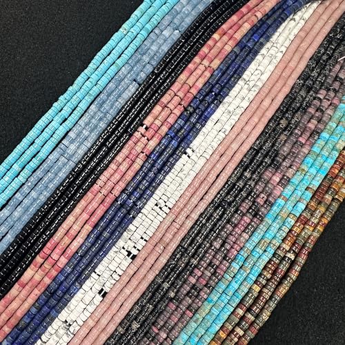 190 Pcs 2x4mm Black Sea Sediment Imperial Jasper Stone Bead Flat Heishi Disc Beads for Bracelets Jewelry Making Crafts - color: Black Imperial Jasper, size: 2x4mm