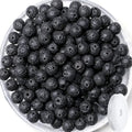QINJIEJIE 100PCS Black Volcanic Lava Beads 8mm Natural Stone Beads Round Loose Gemstone Bead for Bracelet Beading Crystal Jewelry Making DIY Necklace Earrings 0.32" - color: Black volcanic Lava, size: 100PCS