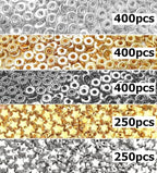 6mm Flat Round Spacer Beads, Clay Beads for Bracelets Making Kit, Heishi Polymer Flat Disc Spacer Beads for Jewelry Making, Clay Beads for Jewelry Making Gold Beads Silver (1700pcs（500star）) - color: 1700pcs（500star）