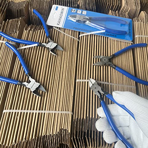 Wire Cutters, 6 inch, KAIHAOWIN Precision Flush Cutters Ultra Sharp Wire Cutters for Crafting Side Cutters Wire Snips Spring Loaded Dikes Wire Cutter for Jewelry Making, Blue with Black Handle
