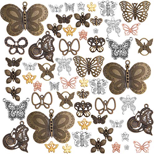 100g Mixed Butterfly Charms Vintage Fly Insect Pendant Charms for Necklace Bracelet Jewelry Making Crafting - style: Mixed Butterfly Charms