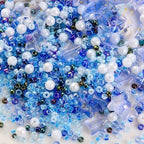 Mixed Star Moon Crystal Glass Beads Seedbeads Loose Round Pearl Beads for Jewelry Making Craft Bracelets Necklaces Earrings DIY Crafts Projects Blue Glass Spacer Bead Kits for Crafts - color: Blue