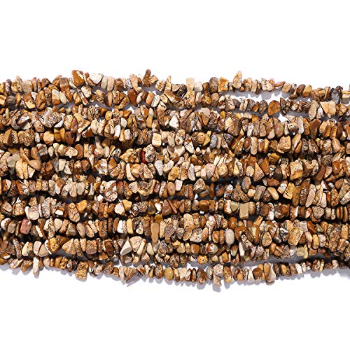 BEADIA Irregular Natural Brown Picture Jasper Stone Loose Semi Gemstone Beads for Jewelry Making 5-8mm 80cm - color: Brown Picture Jasper, size: 5-8mm 80cm