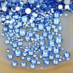 AD Beads 1440 Pieces Mixed Size No Hotfix Glue on Quality Glass Flatback Rhinestones Round Crystal Gems (06 Lt. Sapphire) - color: Lt. Sapphire 06