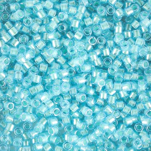 Miyuki Delica Seed Beads – Size 11/0 (1.6 mm), DB1708, Mint Pearl Lined Ocean Blue, 7.2 g, Approx. 1440 Beads, Made in Japan - color: DB1708 - Mint Pearl Lined Ocean Blue