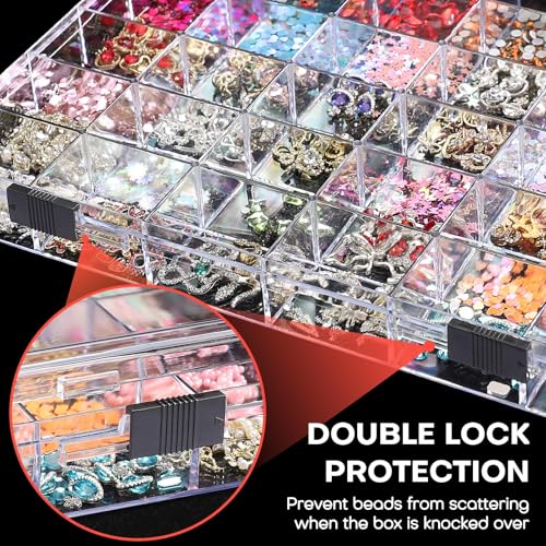 Noverlife 2 Pack 36 Grids Clear Plastic Organizer Box, Jewelry Craft Storage Container Bead Holder Nail Charm Organizer, Rock Collection Box for Fishing Tackles, Acrylic Earring Display Case for Girls - size: 36 Grids - 2 Packs