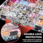 Noverlife 36 Grids Clear Plastic Jewelry Organizer Box, Nail Charm Holder Double Buckle Bead Organizer Storage Container Box, Empty Nail Box Organizer Earring Display Case Acrylic Bead Box for Women - size: 36 Grids - 1 Pack