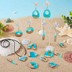 FASHEWELRY 20Pcs Ocean Resin Wood Earring Charms Transparent Wooden Earring Blanks Blue Geometry Boho Charms Summer Wooden Earring Pieces for DIY Jewelry Making - color: Ocean Theme