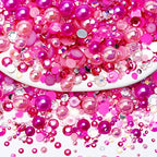 60g Mix Flatback Pearls and Rhinestones for Crafts, 2-10mm Pearl Nails Face Art Tumblers, Mix Pearls, with Picker Pen, Light Pink|Hot Pink|Clear - color: Pink Princess Blend | Mix Light Pink | Hot Pink | Clear