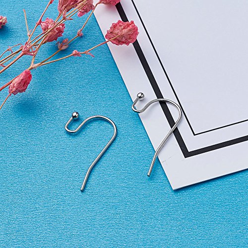 KISSITTY 100-Piece Platinum French Hook Ball Dot Earwires 22x11mm Dangle Earring Wires Findings