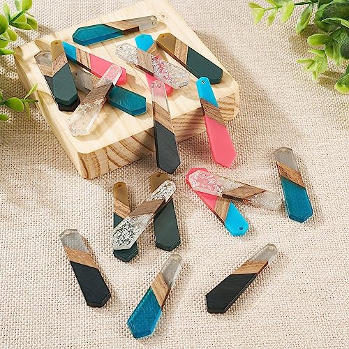 FASHEWELRY 20Pcs Hexagon Resin Wood Charms 3 Tone Polygon Wooden Earring Blanks Geometry Bohemia Earring Charms Wooden Earring Pieces Findings for Jewelry Making (RESI-TA0001-61-Biyun) - color: 3 Tone-Hexagon