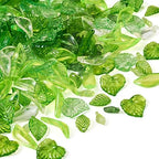 Beadthoven 320pcs Acrylic Green Leaf Beads Transparent Green Maple Leaves Shaped Beads Charms Bulk Cute Crystal Jewelry Hanging Ornaments for Jewelry Making Necklace Earrings Bracelets DIY Supplies - color: Leaves