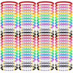 LUYI 32 Pcs Preppy Jewelry Bracelets for Women Clay Bead Colorful Surfer Heishi Bracelet Set Stackable Beaded Friendship Stretch Bracelets Boho Y2K Summer Beach Elastic Layering Bracelets - style: 96PCS-CheerBracelets