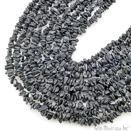 GM GemMartUSA Black Spinel Natural Raw Chip Beads Strands | Semi-Precious | AAA+ Quality 1 Strand 34” | DIY Bracelet Jewelry Making, Healing Crystal Craft| 4-6mm - Black-Color Gemstones (CHSB-70001) - color: Black Spinel (CHSB-70001)