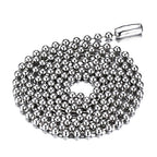 Titanium Stainless Steel Small Beads Ball Chain Necklace for Men Women 24-38 Inches Silver Black Gold - color: Silver, 2.4mm wide