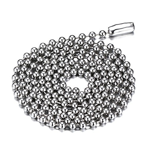 Titanium Stainless Steel Small Beads Ball Chain Necklace for Men Women 24-38 Inches Silver Black Gold - color: Silver, 8mm wide