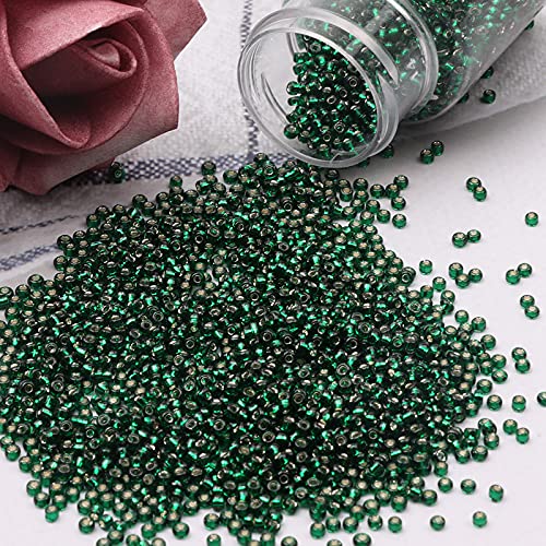 5100 Pcs Size 8/0 Glass Seed Beads, 3 mm Emerald Small Mini Spacer Loose Pony Beads for Jewelry Making and DIY Crafts - color: Emerald, size: Medium