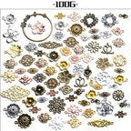 Jewelry Connectors Charms, 100 Gram Flower Tibetan Style Mixed Flower Shape Pendants Metal Beads Link Connector Charms for DIY Earring Necklace Jewelry Making
