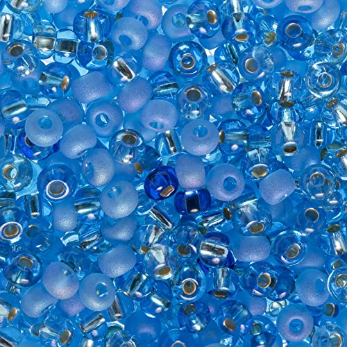 John Bead Czech Glass Seed Beads 6/0 Aqua Mix Beads for Jewelry Making Crafts, 23g Vial - color: Aqua Mix
