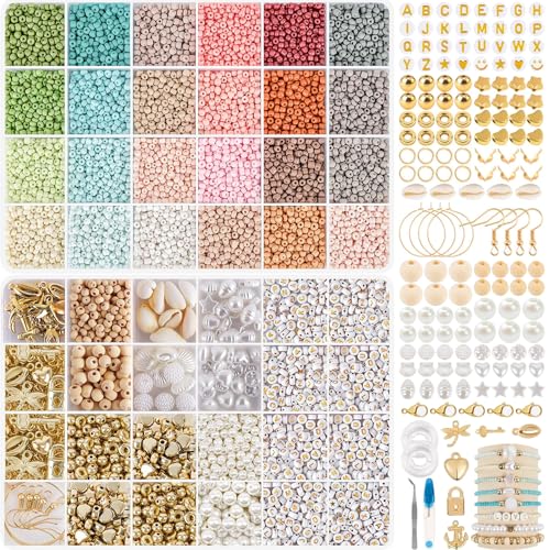 TEXGIZRLY 3mm Seed Beads for Bracelets Making, Friendship Bracelet Making Kit for Girls, 24 Colors Bead Bracelet Kit, Beads for Jewelry Making Kit, DIY, Arts, Crafts Gifts Age 4+ (3MM-C) - size: Seed Beads 3MM-C