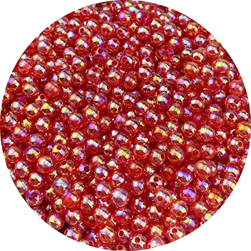 1000 Pcs 6mm Acrylic Round Beads AB Colors Round Spacer Beads for Earring Bracelet Necklace Key Chains Jewelry DIY Craft Making(Red AB) - color: Red AB, size: 6mm