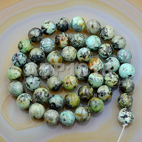 AD Beads Natural Gemstones 8mm Round Loose Beads 15'' ~ 16'' Pick Stone (Smooth African Turquoise) - color: Smooth African Turquoise