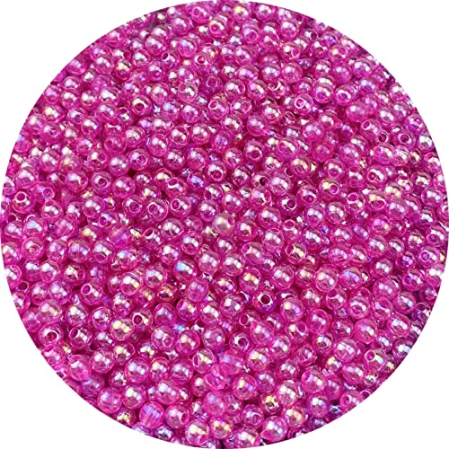 1500 Pcs 4mm Acrylic Round Beads AB Colors Round Spacer Beads for Earring Bracelet Necklace Key Chains Jewelry DIY Craft Making (Rose Red AB) - color: Rose Red AB, size: 4mm