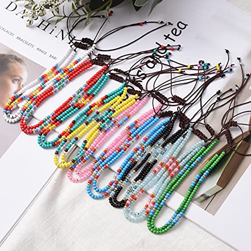 XIJIN 18 Pieces Elastic Beaded Anklets for Women Handmade Beach Boho Colorful Beads Ankle Bracelets Set - color: Colorful b