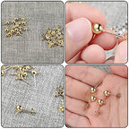 180 Pieces Ball Post Earring Stud with 200 Pieces Butterfly Back Earrings with Loop for DIY Jewelry Making Findings, 4 mm 5 mm 6 mm(Gold) - color: Gold